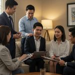 Real Estate Agents talking with clients