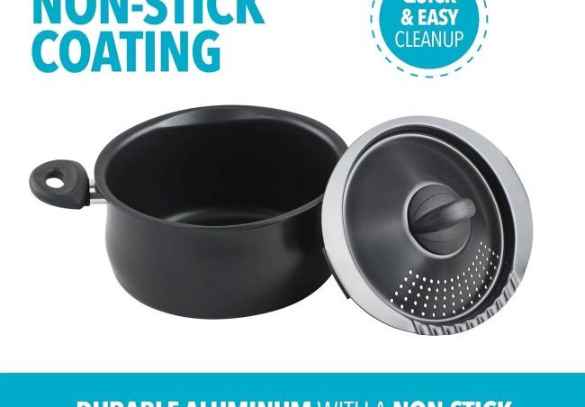 Modern Bialetti pasta pot, 5.5-quart, nonstick surface for safe and convenient cooking