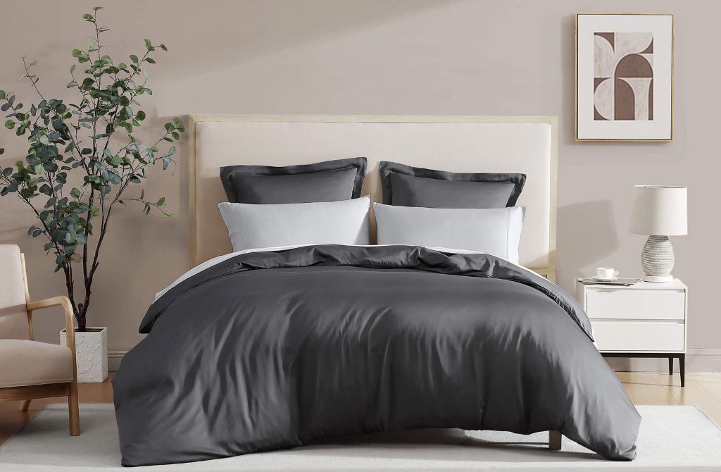 Lightweight and cozy queen comforter set for every season on a neatly made bed.