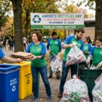 Community volunteers collecting recyclables during America Recycles Day 2026