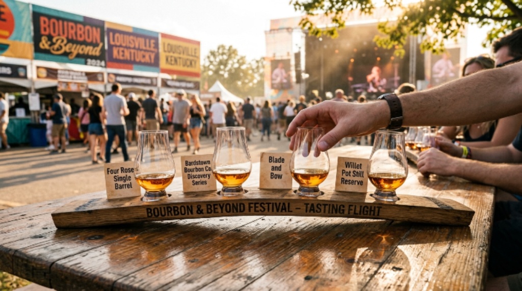 Bourbon tasting flight at Bourbon and Beyond festival Louisville Kentucky